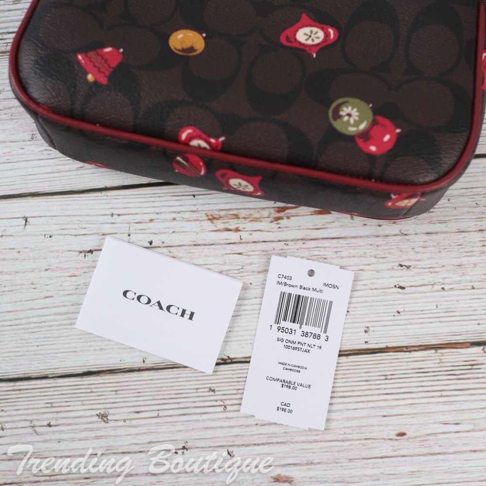 NWT Coach C7403 Nolita 19 in Signature Canvas with Ornament Print Brown Black - Picture 12 of 12